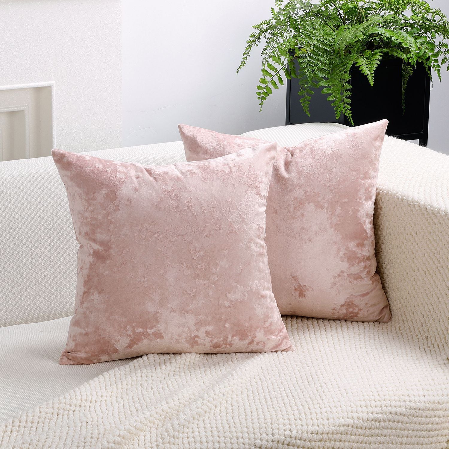 Ice Velvet Pillow Cover Polyester Solid Color 30x50cm Light Pink 55*55cm without pillow core