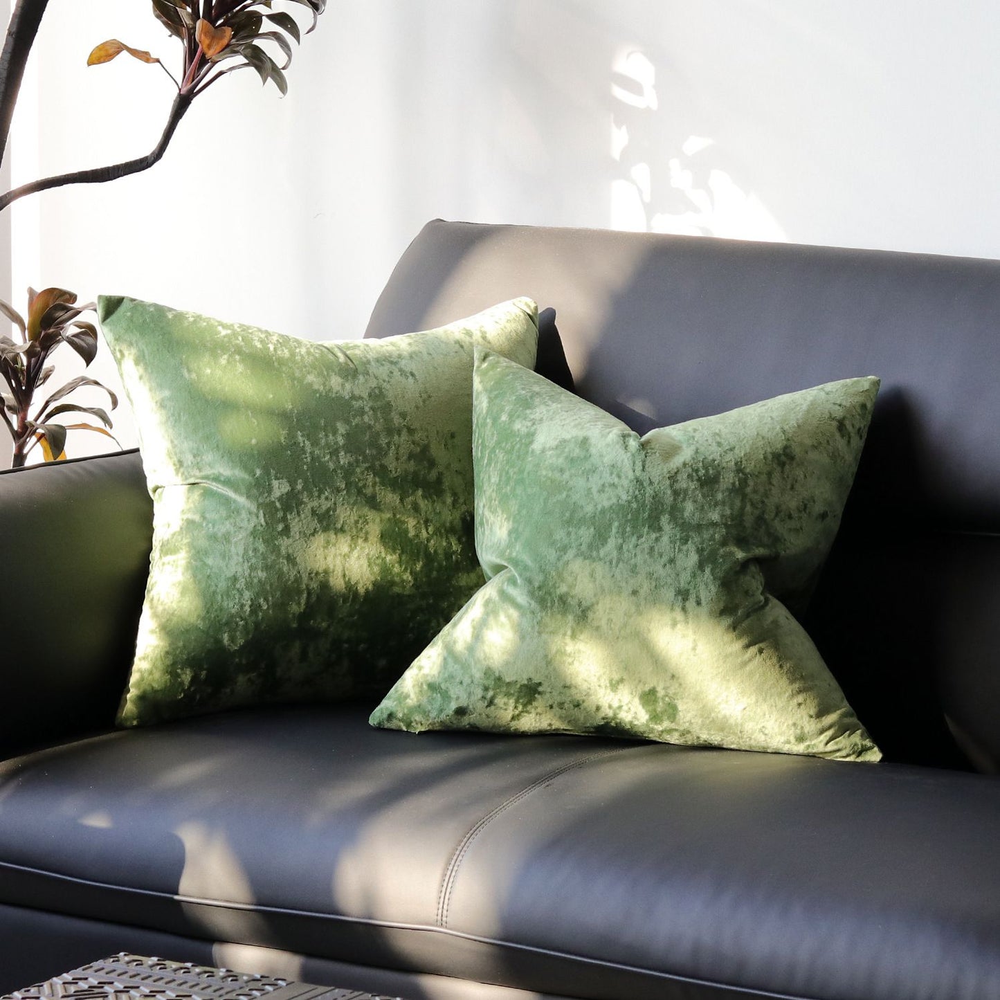 Ice Velvet Pillow Cover Polyester Solid Color 30x50cm Grass Green 55*55cm without pillow core