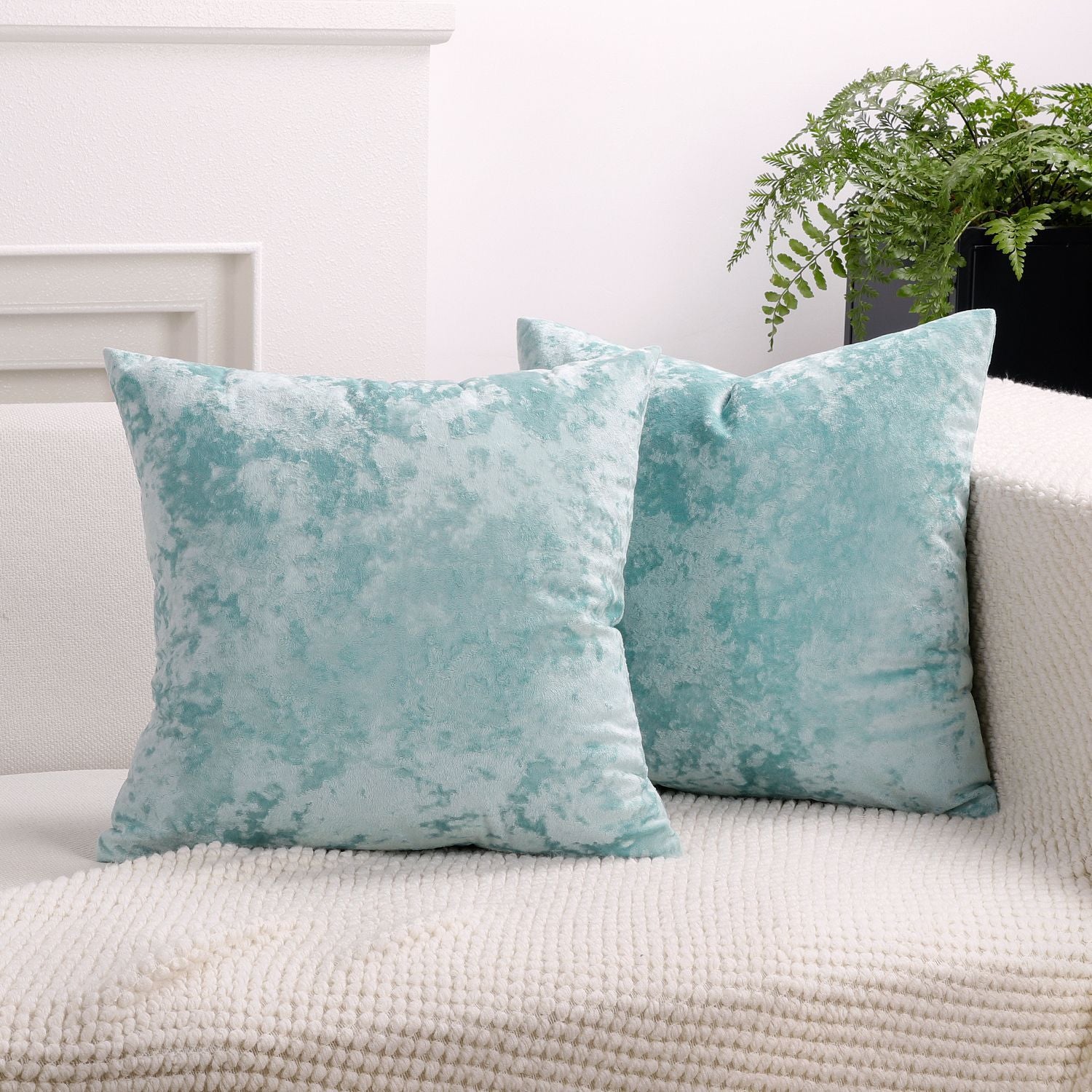 Ice Velvet Pillow Cover Polyester Solid Color 30x50cm Mint Blue 55*55cm without pillow core