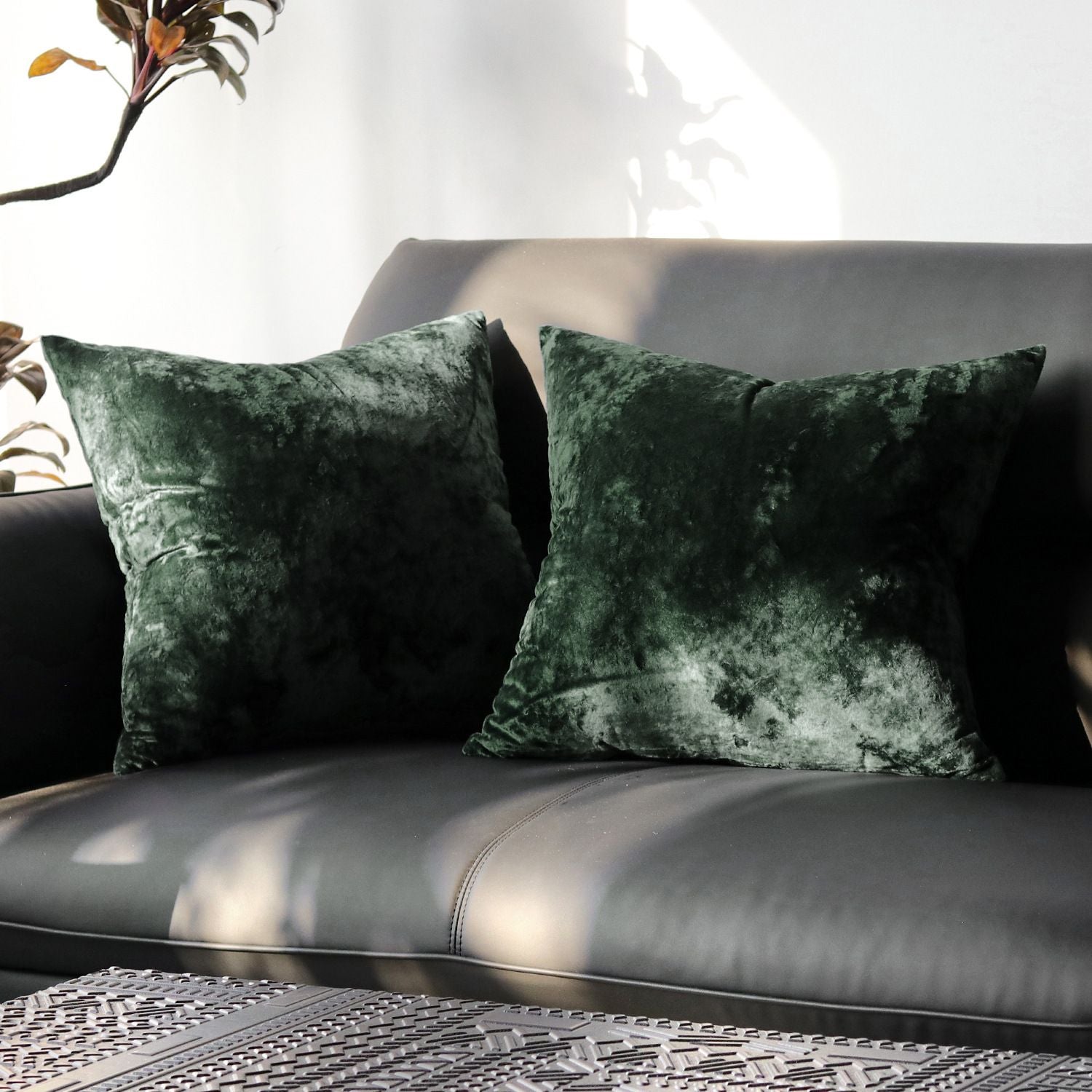 Ice Velvet Pillow Cover Polyester Solid Color 30x50cm Dark Green 45*45cm without pillow core