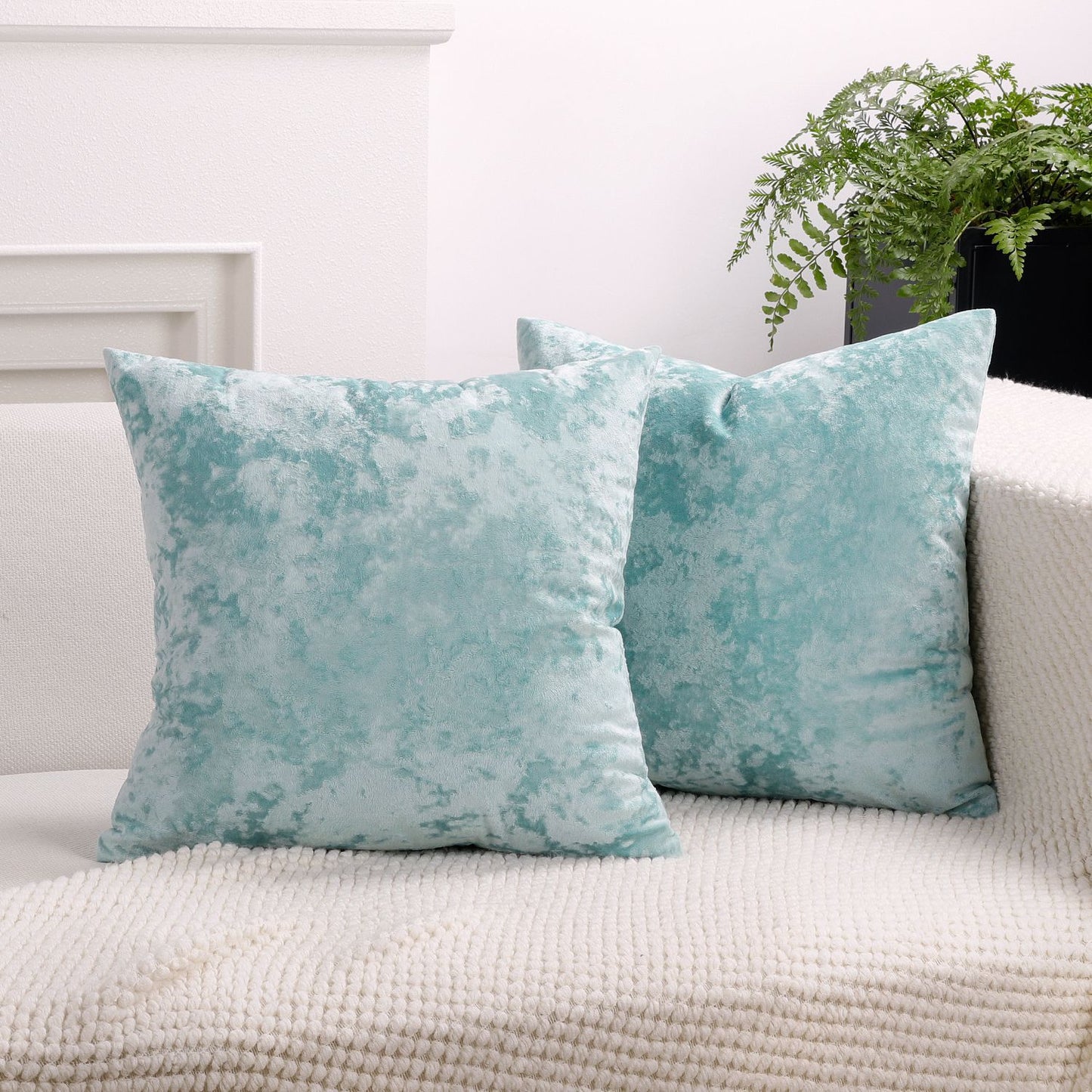 Ice Velvet Pillow Cover Polyester Solid Color 30x50cm Mint Blue 45*45cm without pillow core