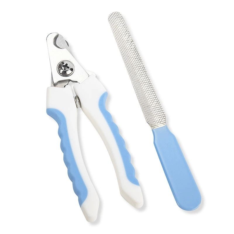 Stainless Steel Pet Nail Clippers for Dogs and Cats Large paper card packaging Blue and White