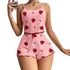 Women Sleepwear Set Summer Spandex Print Pink M