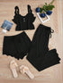 Subtle Lace Women Pajamas Set Sleepwear Black 6XL