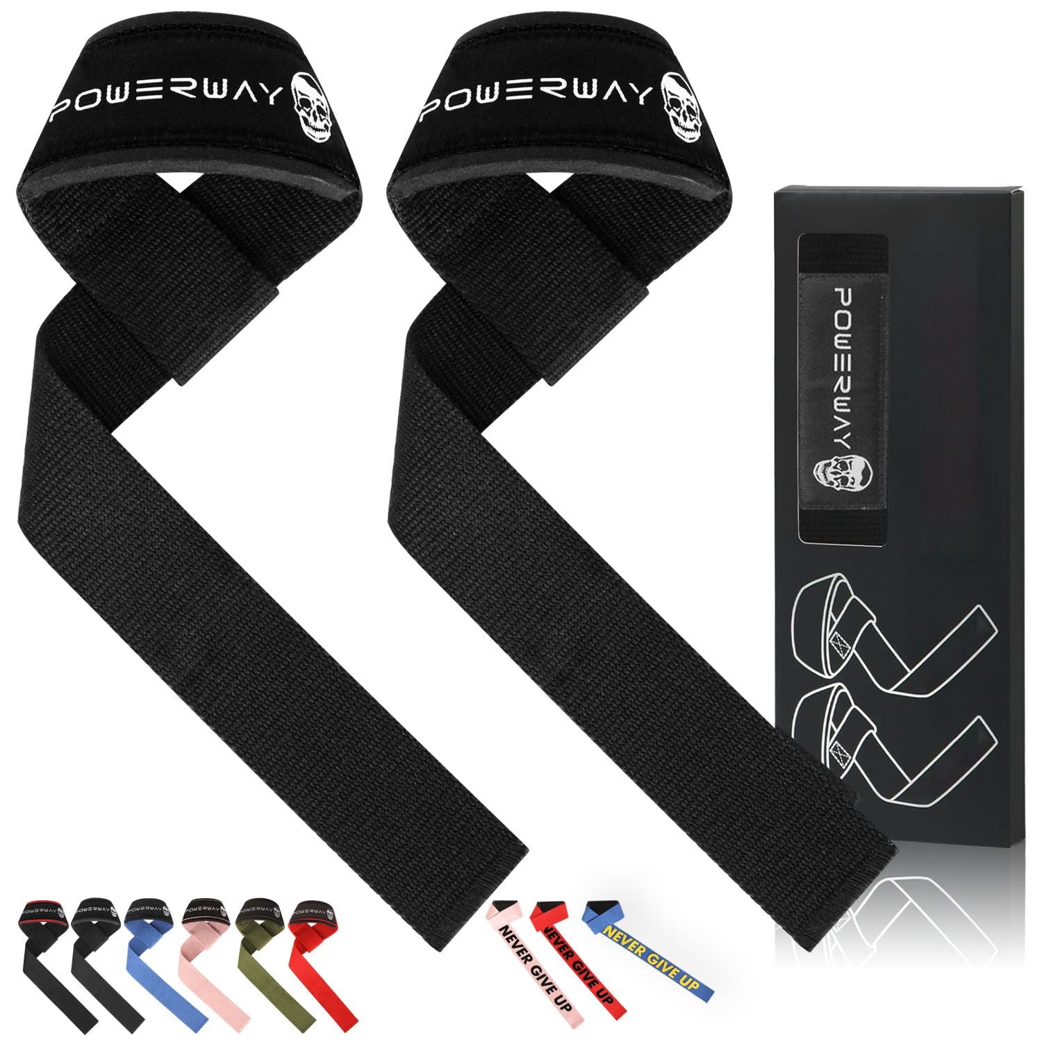 Deadlift Wrist Lifting Straps 2Pc Neoprene Cushion Army Green