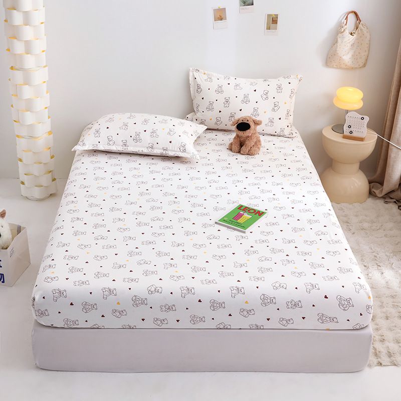 Yuan sheng Home Textiles Fitted Sheet Pure Cotton. Cartoon white bear 90cm/200cm thin mattress model