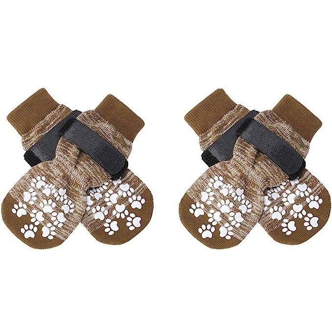 Dog Shoes Non Slip Indoor Outdoor Cotton Gradient brown-single-sided dispensing [opp bag] S small size 5.5*14cm [recommended within 5-10kg inches] [pack of four]