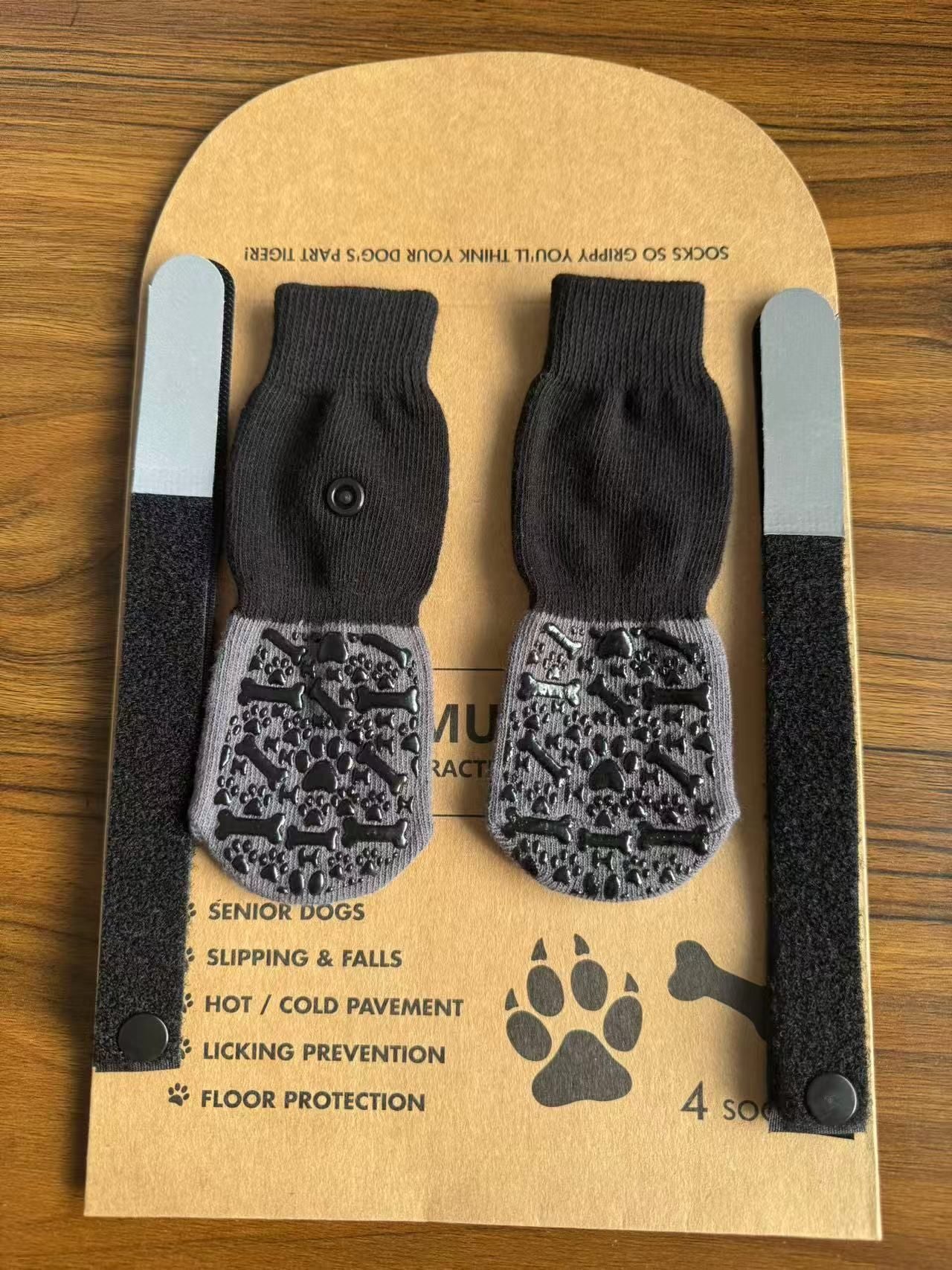 Dog Shoes Non Slip Indoor Outdoor Cotton Black bone design [premium storage bag] S small size 5.5*14cm [recommended within 5-10kg inches] [pack of four]