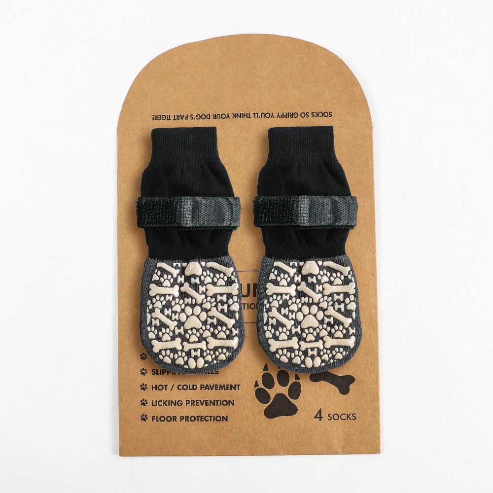Dog Shoes Non Slip Indoor Outdoor Cotton White bone pattern [premium storage bag] S small size 5.5*14cm [recommended within 5-10kg inches] [pack of four]