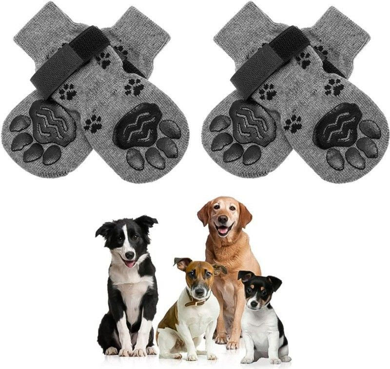 Dog Shoes Non Slip Indoor Outdoor Cotton Gray - single-sided dot dispensing [opp bag packaging] M medium size 6.5*16cm [recommended within 10-15kg inches] [pack of four]