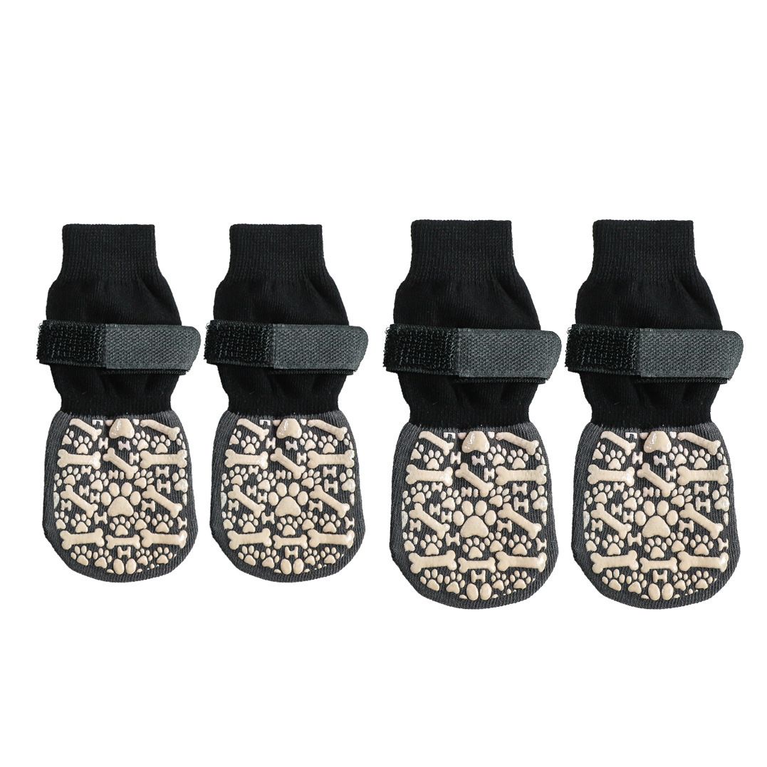 Dog Shoes Non Slip Indoor Outdoor Cotton White bone style [opp bag packaging] L large size 7.5*18cm [recommended within 15-20kg inches] [pack of four]