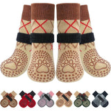 Dog Shoes Non Slip Indoor Outdoor Cotton Beige dotted style [high-end storage bag] L large size 7.5*18cm [recommended within 15-20kg inches] [pack of four]