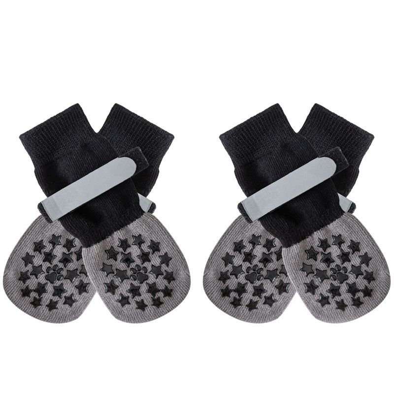 Dog Shoes Non Slip Indoor Outdoor Cotton Black star - double-sided adhesive dot [opp bag packaging] Xs ultra-small 4.5*12cm [recommended within 5kg inches] [pack of four]