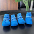 Dog Shoes Waterproof Non Slip PVC Breathable Blue wrinkled shoes L large size comes with 4 straps【 4-8kg 】