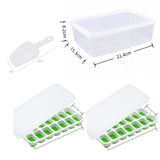 14 Cube Silicone Ice Tray with Lid Green Set