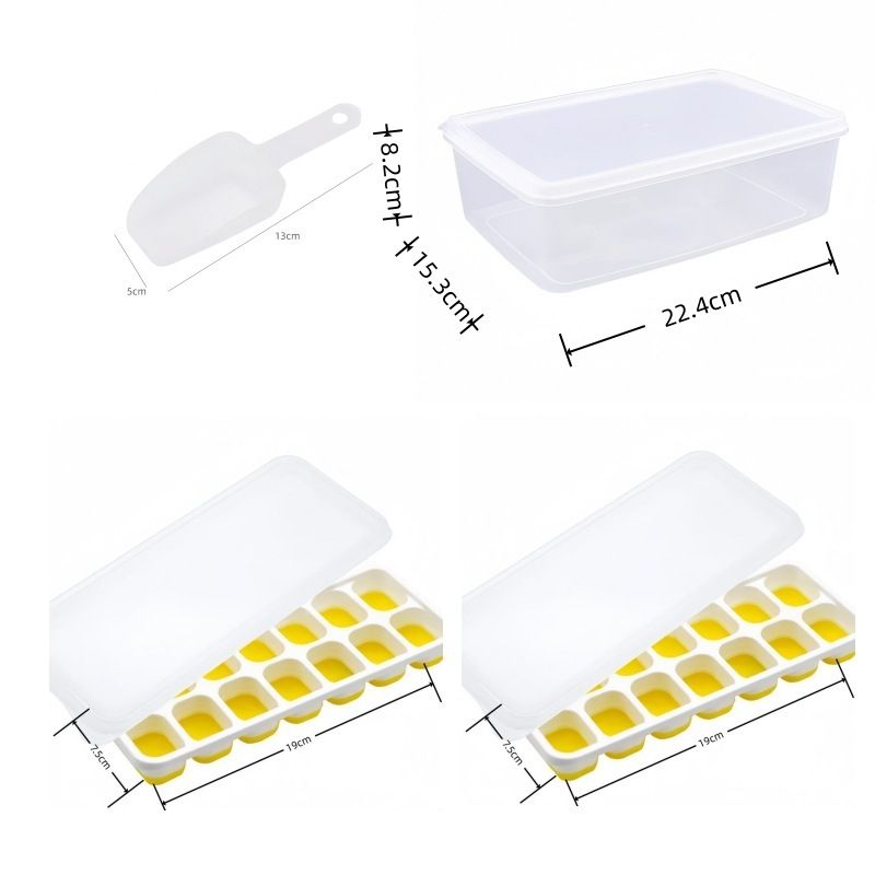 14 Cube Silicone Ice Tray with Lid Yellow Set