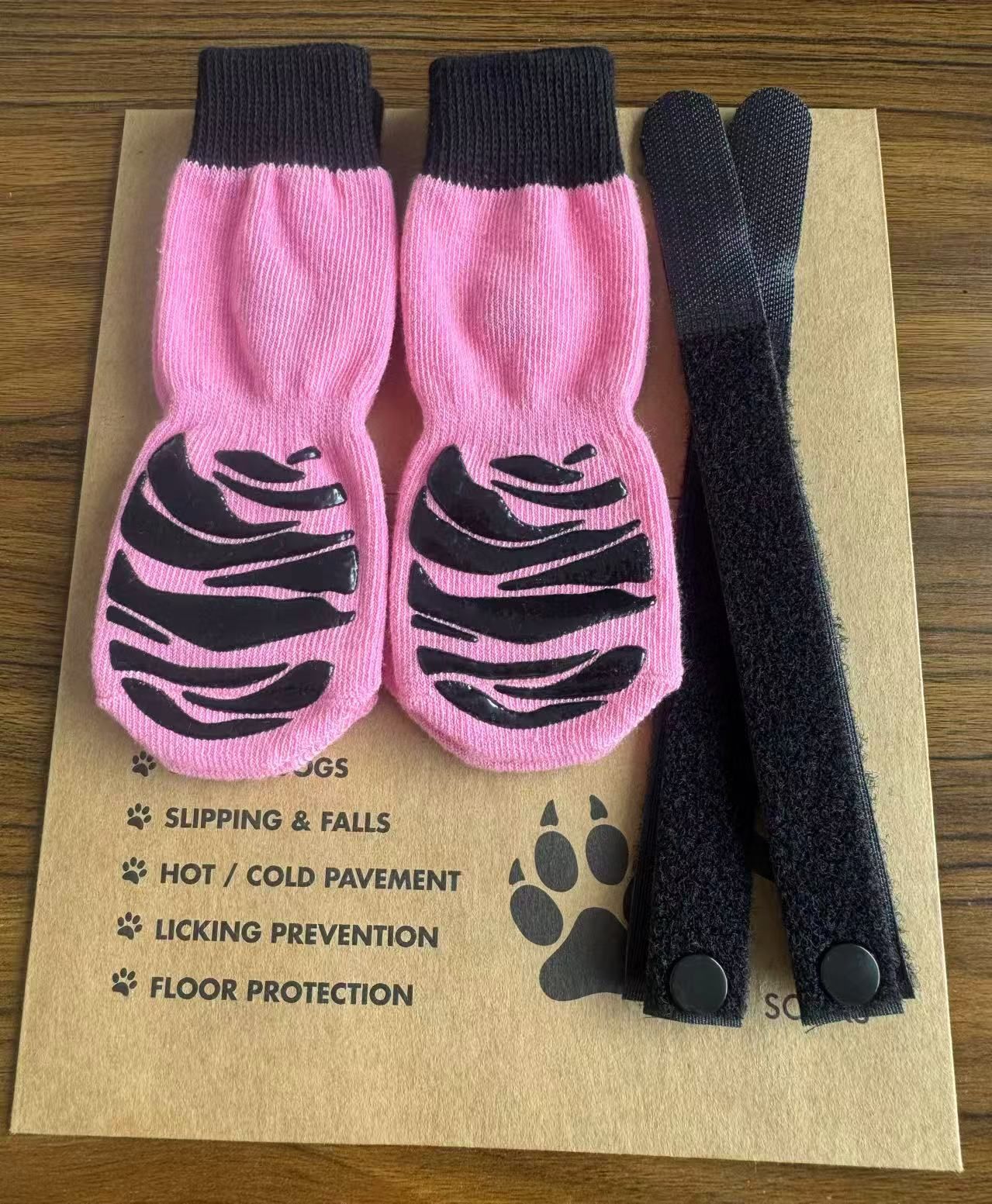 Dog Shoes Waterproof Non Slip Medium Large Pink tiger claw [high-end storage bag] M medium size 6.5*16cm [recommended within 10-15kg inches] [pack of four]