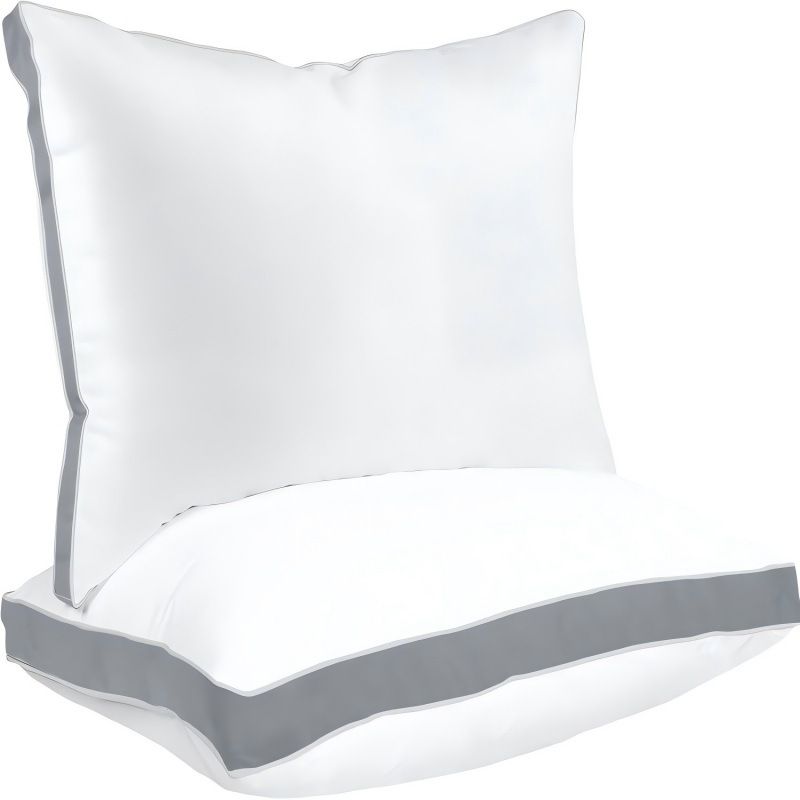 Sleep talk Pillow White Fiber Neck Support Standard Grey European (Pack of 2)24×24in，61 × 61cm，2495g