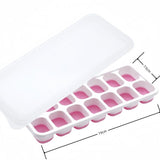 14 Cube Silicone Ice Tray with Lid Pink Set