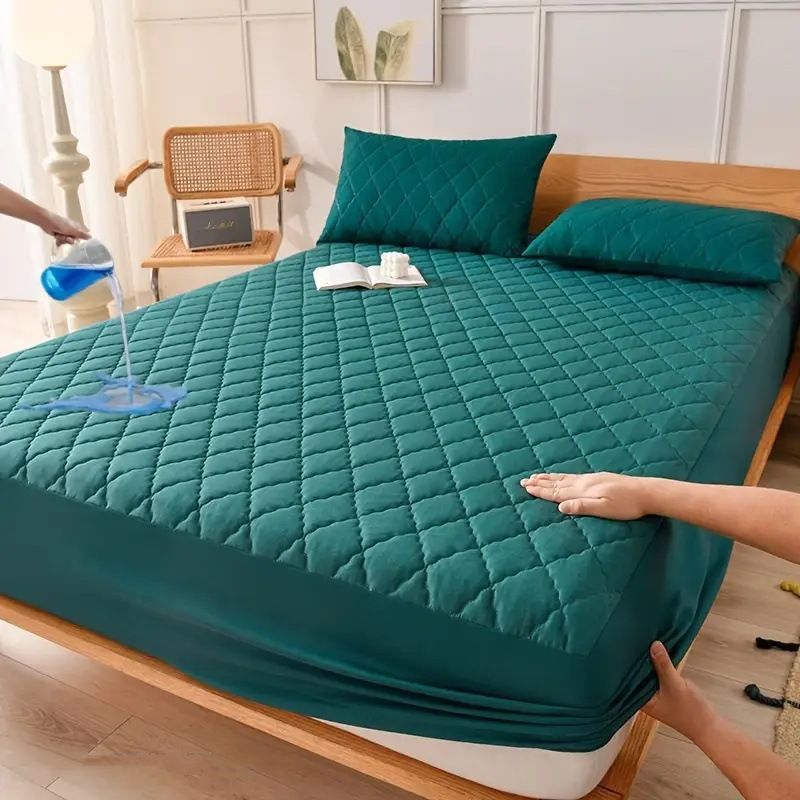 Waterproof Brushed Polyester Fitted Sheet Mattress green 200*220cm [single fitted sheet]