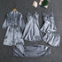 Butterfly Women Sleepwear Set Polyester Long Sleeve Gray