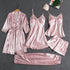 Butterfly Women Sleepwear Set Polyester Long Sleeve Brown