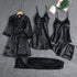 Butterfly Women Sleepwear Set Polyester Long Sleeve Black M