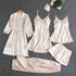 Butterfly Women Sleepwear Set Polyester Long Sleeve Champagne M