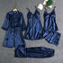 Butterfly Women Sleepwear Set Polyester Long Sleeve Navy Blue M