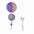 3D Stainless Steel Wind Spinner with Spiral Tail & Butterfly Crystal Sun Catcher, Hanging Metal Wind Chimes for Women Gift, Indoor/Outdoor Decor, Yard Art Decorations