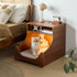 Bedside Table with Wireless Charging Station,LED Nightstand with Open Storage Drawers for Small Cats and Dogs Bed, Cozy Home for Living Room, Bedroom, Office, Sofa Side