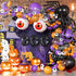 Halloween Decoration Set – Light-Up Pumpkin Lamp,128 Pcs Halloween Party Balloon Garland Arch Kit & Hand Pump for Indoor Outdoor Halloween Porch,Fireplace Funny Decor