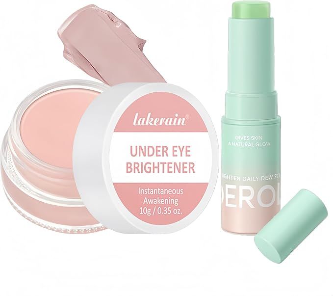 Eye Brightening Concealer&Multi Hydrating Moisturizing Stick Set,Reduce Wrinkle,Conceal Dark Circles, Colour-Correcting Eye&Facial Serum Balm