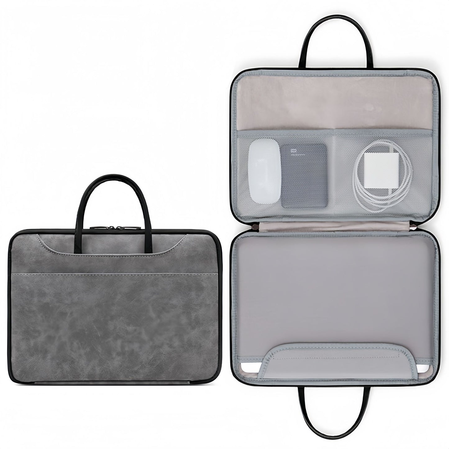 14 Inch PU Leather Laptop Bag, Portable Waterproof Laptop Case, Full Opening and Closing Sleeve Handbag, Briefcase for MacBook Air, Ipad, Business Travel