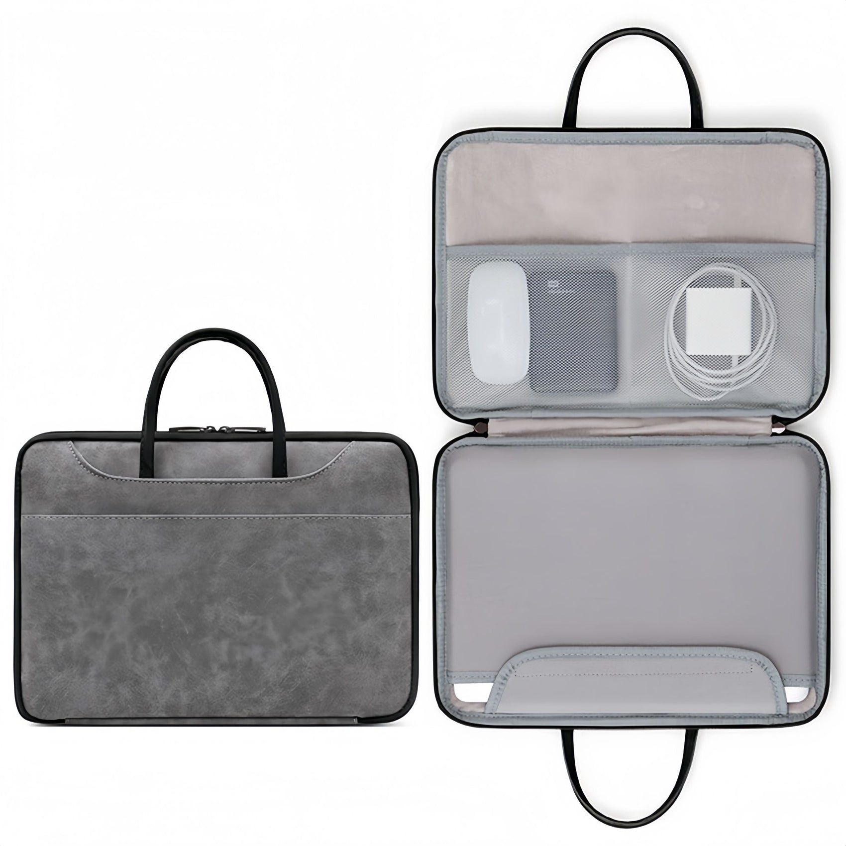 14 Inch PU Leather Laptop Bag, Portable Waterproof Laptop Case, Full Opening and Closing Sleeve Handbag, Briefcase for MacBook Air, Ipad, Business Travel