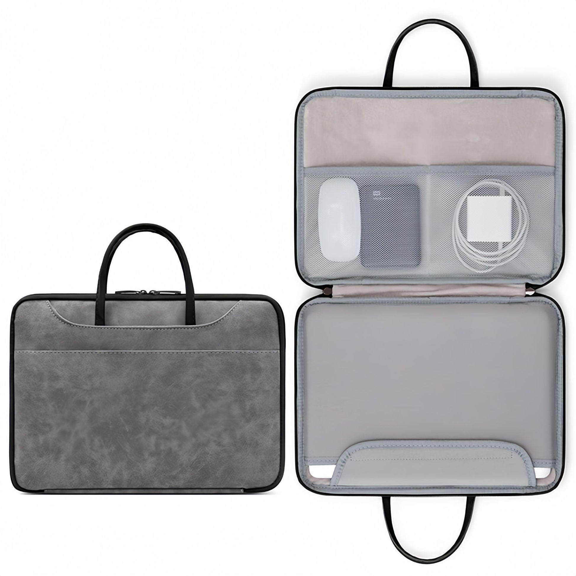 14 Inch PU Leather Laptop Bag, Portable Waterproof Laptop Case, Full Opening and Closing Sleeve Handbag, Briefcase for MacBook Air, Ipad, Business Travel