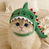 Adorable Dinosaur Hood for Small Pets, Fun Cat Costume Hat with Cartoon Design for Photo Shoots and Party Dress-Up (Dark Green)