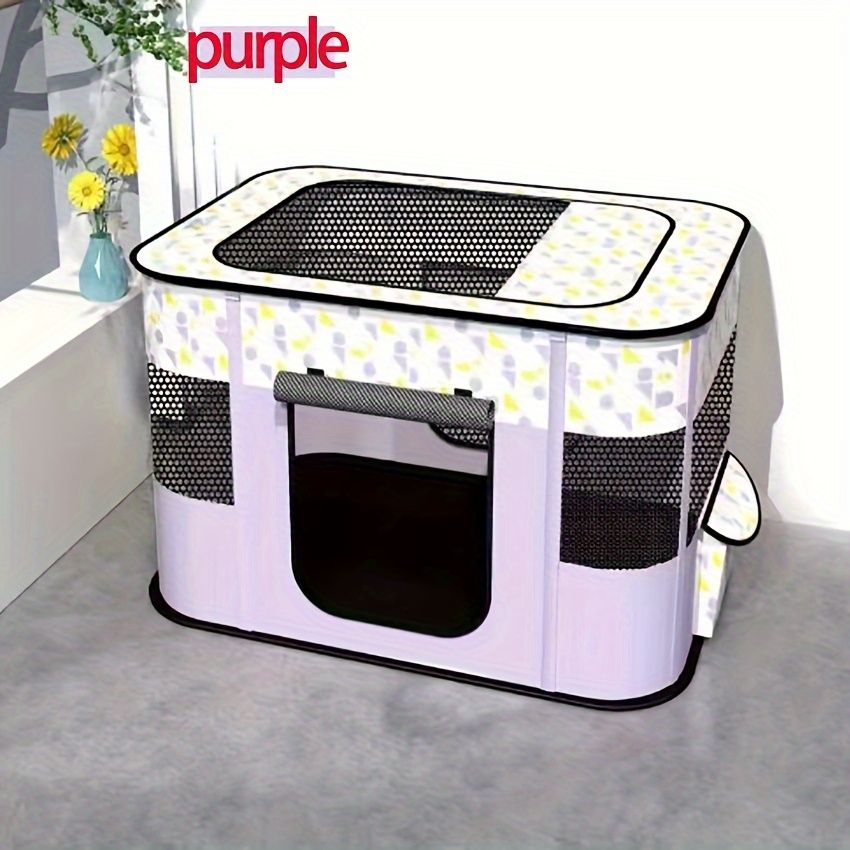 Foldable Pet Playpen for Cats and Small Dogs, Portable Puppy Exercise Cage, Indoor Pet Enclosure with Breathable Mesh, Perfect for Travel, Camping, and Outdoor Use as a Cat Whelping Box or Kitten Play Area (L, Purple)