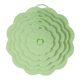 Food-Grade Silicone Stretchable Sealing Lids Set of 5 – Leak-Proof Reusable Covers for Bowls, Cups, Plates & Pots, BPA-Free, Heat Resistant to 230°C, Airtight Kitchen Freshness Keepers in Pastel Colors with Flower Knob (Green)