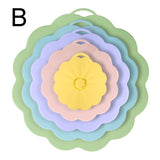 Food-Grade Silicone Stretchable Sealing Lids Set of 5 – Leak-Proof Reusable Covers for Bowls, Cups, Plates & Pots, BPA-Free, Heat Resistant to 230°C, Airtight Kitchen Freshness Keepers in Pastel Colors with Flower Knob (MultiColor B)