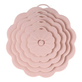 Food-Grade Silicone Stretchable Sealing Lids Set of 5 – Leak-Proof Reusable Covers for Bowls, Cups, Plates & Pots, BPA-Free, Heat Resistant to 230°C, Airtight Kitchen Freshness Keepers in Pastel Colors with Flower Knob (Pink)