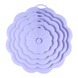 Food-Grade Silicone Stretchable Sealing Lids Set of 5 – Leak-Proof Reusable Covers for Bowls, Cups, Plates & Pots, BPA-Free, Heat Resistant to 230°C, Airtight Kitchen Freshness Keepers in Pastel Colors with Flower Knob (Purple)