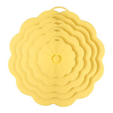 Food-Grade Silicone Stretchable Sealing Lids Set of 5 – Leak-Proof Reusable Covers for Bowls, Cups, Plates & Pots, BPA-Free, Heat Resistant to 230°C, Airtight Kitchen Freshness Keepers in Pastel Colors with Flower Knob (Yellow)
