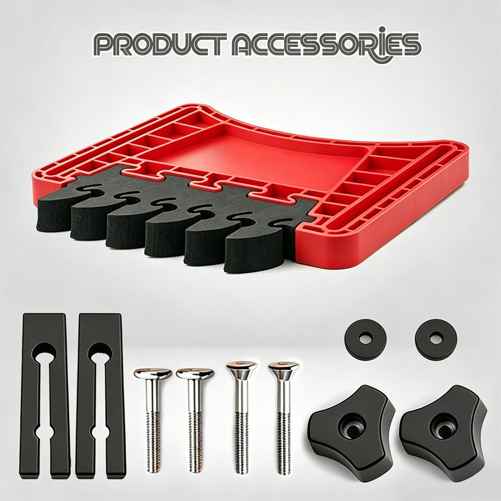 Woodworking Featherboard for Table Saw Router Table and Band Saw, Multi-Color Safety Pressure Board with Replaceable Soft Teeth and T-Slot Mounting Hardware for Precise Wood Feed Control (Red, 1PCS)