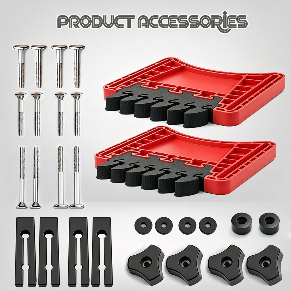 Woodworking Featherboard for Table Saw Router Table and Band Saw, Multi-Color Safety Pressure Board with Replaceable Soft Teeth and T-Slot Mounting Hardware for Precise Wood Feed Control (Red, 2PCS)