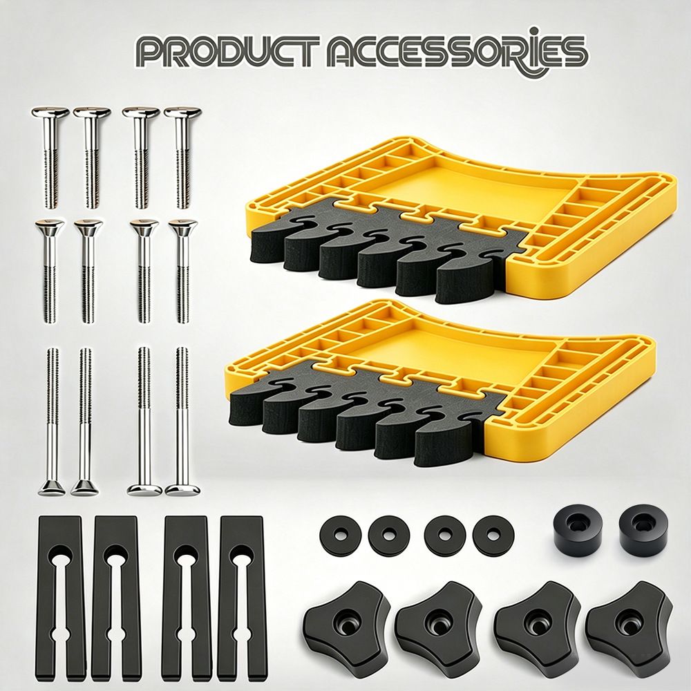Woodworking Featherboard for Table Saw Router Table and Band Saw, Multi-Color Safety Pressure Board with Replaceable Soft Teeth and T-Slot Mounting Hardware for Precise Wood Feed Control (Yellow, 2PCS)