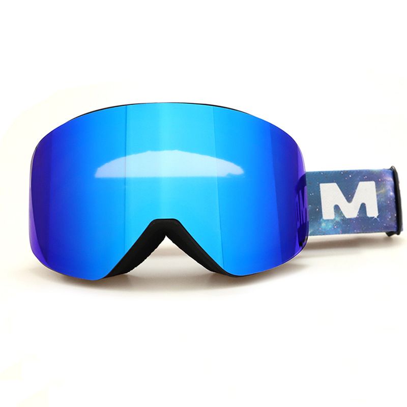 Magnetic Cylindrical Ski Goggles with UV400 Anti-Fog Dual-Lens, Impact-Resistant TPU Frame, Interchangeable Lens for Snow Sports, Includes Protective Case & Black Storage Bag (Blue)