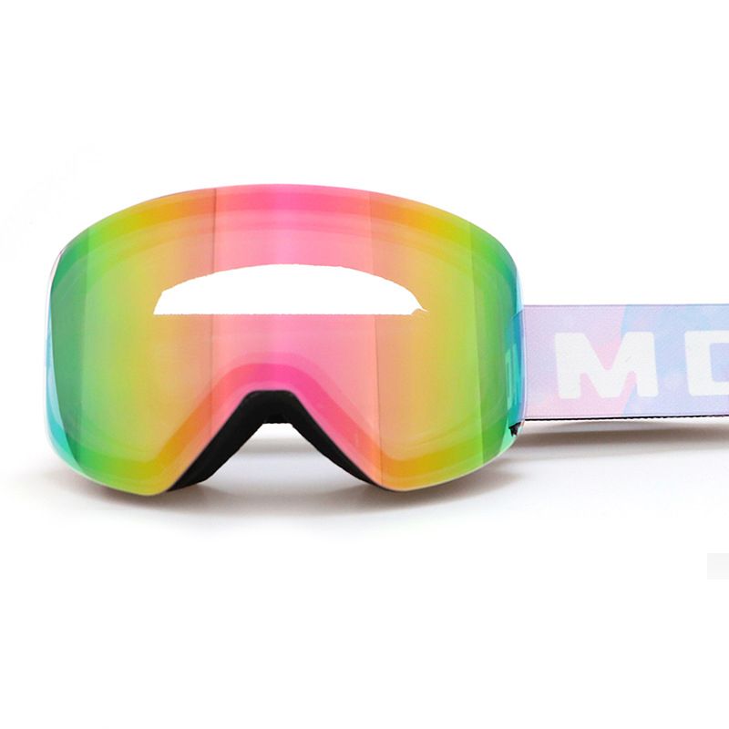 Magnetic Cylindrical Ski Goggles with UV400 Anti-Fog Dual-Lens, Impact-Resistant TPU Frame, Interchangeable Lens for Snow Sports, Includes Protective Case & Black Storage Bag (Pink)