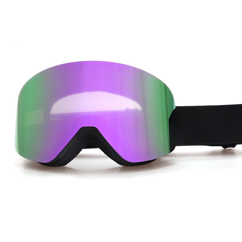 Magnetic Cylindrical Ski Goggles with UV400 Anti-Fog Dual-Lens, Impact-Resistant TPU Frame, Interchangeable Lens for Snow Sports, Includes Protective Case & Black Storage Bag (Purple(NoLogo))