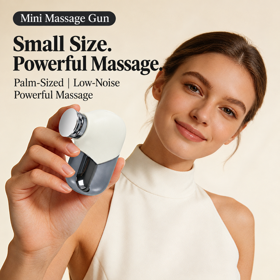 Mini Portable Pocket Massage Gun with Brushless Motor, Four Speed Settings, USB-C Rechargeable, Quiet Operation, Ergonomic Palm-Sized Design for Office, Home, Travel and Post-Workout Muscle Relaxation (Grey)